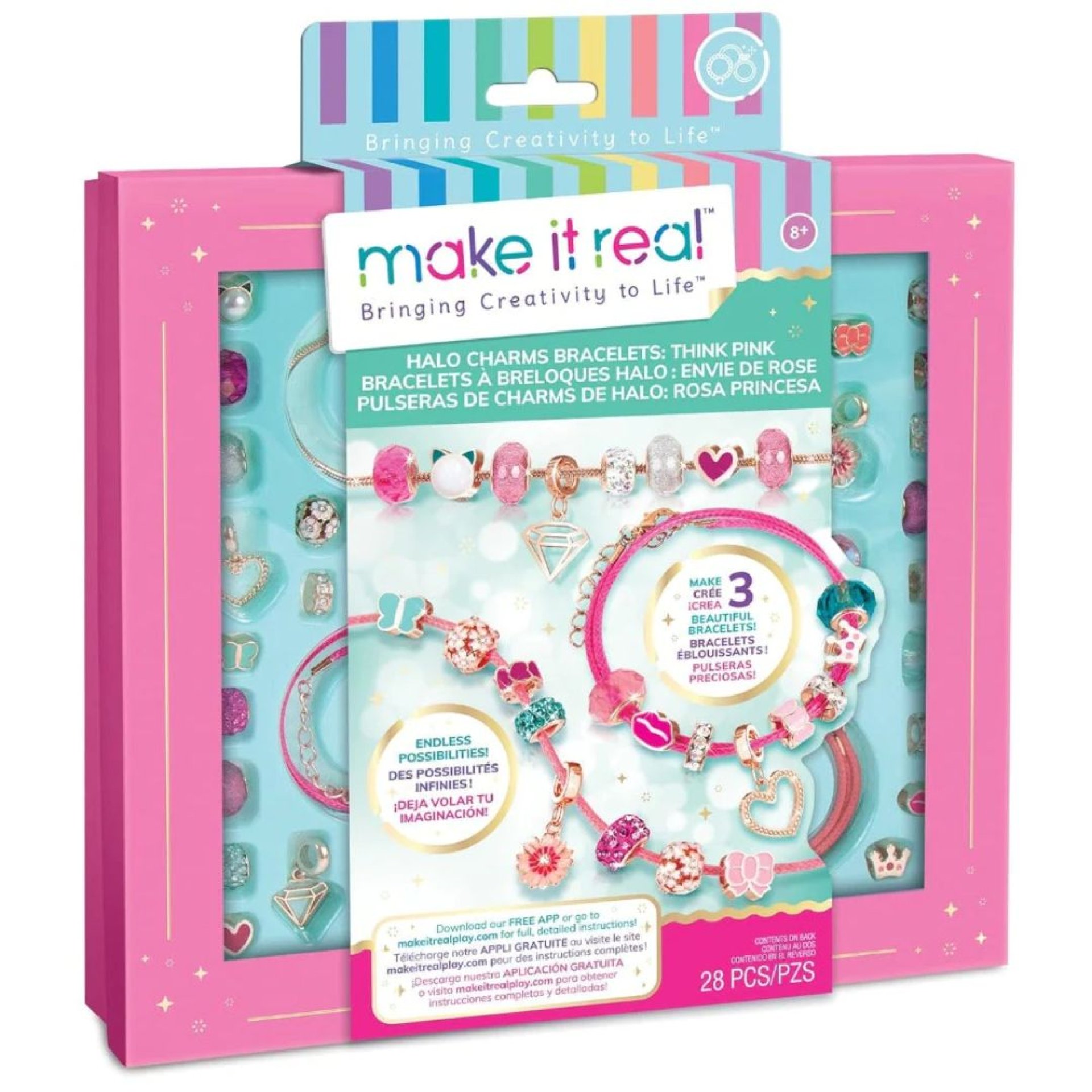Make It Real Halo Charms Bracelets: Think Pink - Where Every Smile Counts