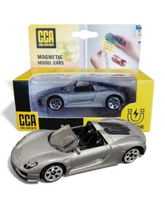 CCA 1:61 Porsche 918 Spyder | Magnetic Series Grey Diecast Scale Model Car