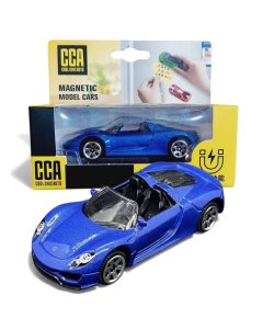 CCA 1:61 Porsche 918 Spyder | Magnetic Series Blue Diecast Scale Model Car