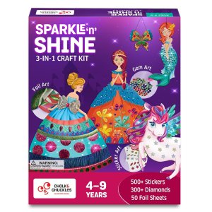 Chalk and Chuckles Sparkle & Shine 3-in-1 Princess & Unicorn Craft Kit