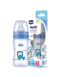 Chicco Nourish Plus Slow Flow Baby Bottle 120ml 0M+ Blue