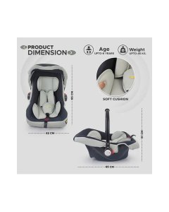 Dash Noa Baby Carry Cot Cum Car Seat Grey