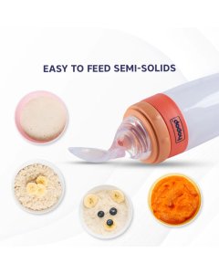 Hopop Soft Squeezy Silicone Food Feeder Spoon Orange