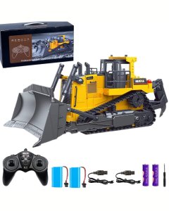 Huina 1554 RC Bulldozer | 1:16 | Remote Control | 2.4GHz Frequency | Emulational Controlled | Simulate Real Drive | Realistic Light | Realistic Sound