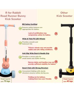 R for Rabbit Road Runner Bunny Scooter With PU LED Wheels SRRRBBO10