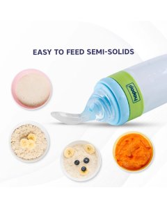 Hopop Soft Squeezy Silicone Food Feeder Spoon Blue