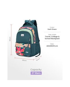 Genie Auralis School Backpack 17 Inch Dark Green