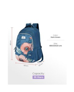 Genie Aurela School Backpack 19 Inch Dark Green