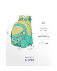 Genie Bee Happy School Backpack 15 Inch Teal