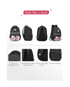 Genie Evepetal School Backpack 19 Inch Black