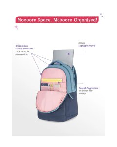 Genie Marshmellow School Backpack 19 Inch Navy Blue