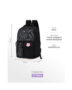 Genie Poetry School Backpack 17 Inch Black