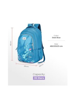 Genie Seabloom School Backpack 19 Inch Steel Blue