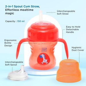 Mee Mee 2in1 Spout and Straw Sipper Cup Red 150ml