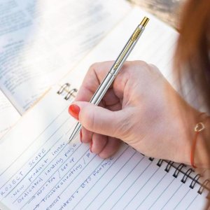 Parker Classic Stainless Steel Gold Trim Ball Pen