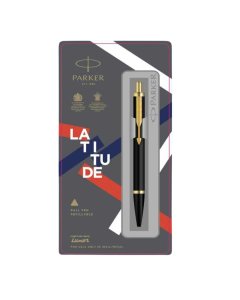 Parker Latitude Matte Black Gold Trim Ball Pen