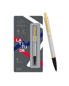 Parker Latitude Stainless Steel Gold Trim Ball Pen