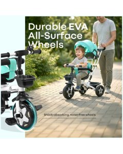 R for Rabbit Tiny Toes R40 Ace 360° Rotatable Seat Baby Tricycle with Parent Control Handle Lake Blue TCTT40ALB5