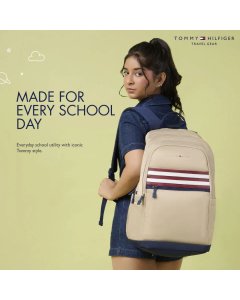 Tommy Hilfiger High School Backpack Travik Beige+Navy