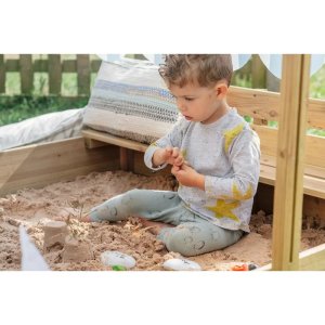 Plum Wooden Sandpit With Canopy