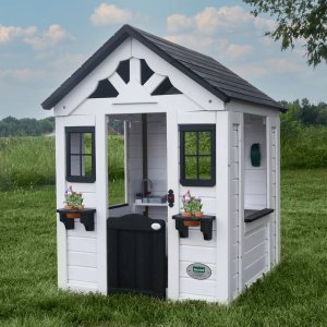 Backyard Sweetwater All Cedar White Modern Outdoor Wooden Playhouse B2303010