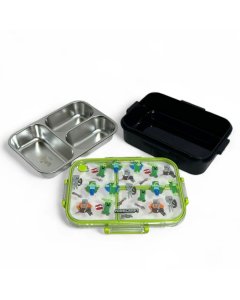 Smiggle Mind Craft Trio Large Stainless Steel Lunchbox