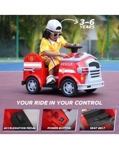 E-Motorad Formula Fun Fire Ride-On Truck Red