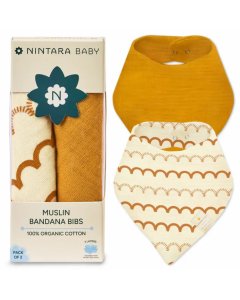 Nintara Baby Muslin Bandana Bibs Set of 2