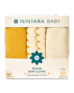Nintara Baby Muslin Burp Cloths Pack of 3