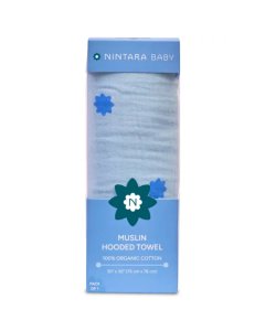 Nintara Baby Muslin Hooded Towel Blue Stars