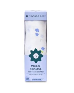 Nintara Baby Muslin Swaddle Purple Blossom