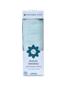 Nintara Baby Muslin Swaddle Sleepy Blue