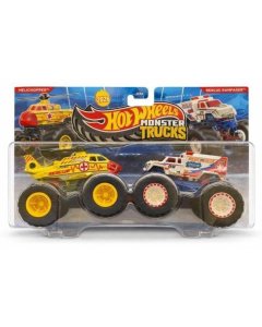 Hot Wheels Monster Truck Helichopper & Rescue Rampager Die Cast Model Combo