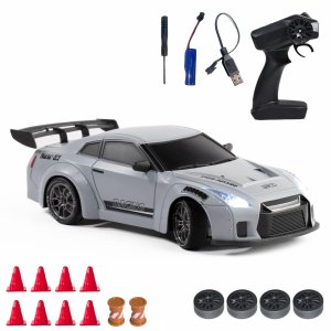 L.O.T Car Remote Control Drifter Flare Grey | 4 Wheel Drive | 1:24 Scale | LED Front and Rear Lights | 2.4 GHZ