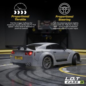 L.O.T Car Remote Control Drifter Flare Grey | 4 Wheel Drive | 1:24 Scale | LED Front and Rear Lights | 2.4 GHZ