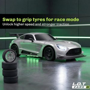 L.O.T Car Shadow Remote Control Drift Car Silver | 2.4 GHZ | 4Wheel Drive |  LED Lights | 1:20 Scale | 25 KMPH | Dual Speed Mode