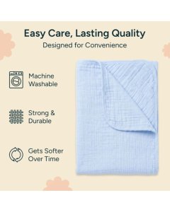 Nintara Baby Muslin Hooded Towel Baby Blue