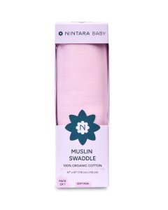 Nintara Baby Muslin Swaddle Extra Large Soft Pink