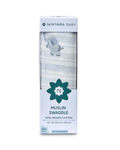 Nintara Baby Muslin Swaddle Little Elephants