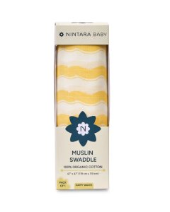 Nintara Baby Muslin Swaddle Extra Large Happy Waves
