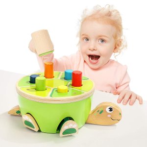 Top Bright Wooden Pounding Toy Turtle