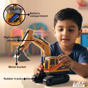 L.O.T Fang Remote Control Construction Vehicle 6-Channel RC Excavator Toy 2.4 GHZ | 270 Rotation | 1:24 Scale