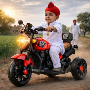 Little Rides Kids Electric Ride-On Bike with LED Headlight Red