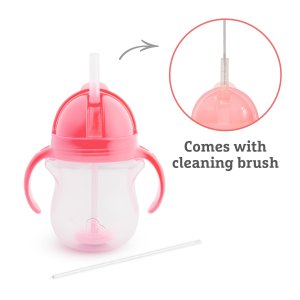 Munchkin Click Lock Tip & Sip Weighted Straw Cup Pink