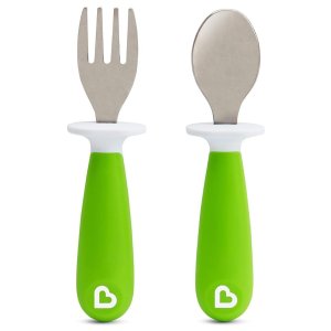 Munchkin Raise Toddler Fork & Spoon Set Green