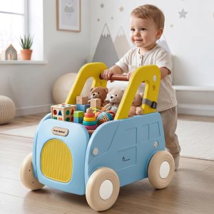 R for Rabbit Kiddie Kart 4-in-1 Push Walker Blue/Yellow TCKKBEY01