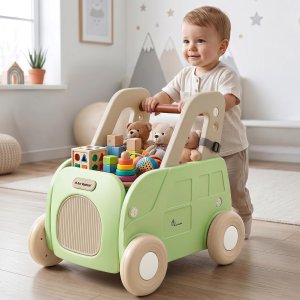 R for Rabbit Kiddie Kart 4-in-1 Push Walker Green Beige TCKKGNB01