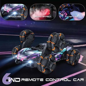 TF Stunt Car Water Spray and Light 360° Flips & Drifts Electric RC Buggy Toy Purple