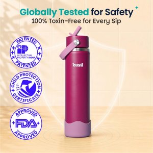 Basil HydraFizz Insulated Stainless Steel Water Bottle 800ml Classic Plum