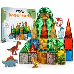 Scoobies Dinosaur Roaring Magnetic Tiles Building Set 40 PCS